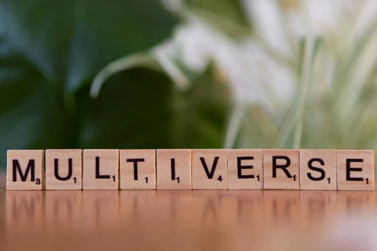 A close up of a block that says multiverse